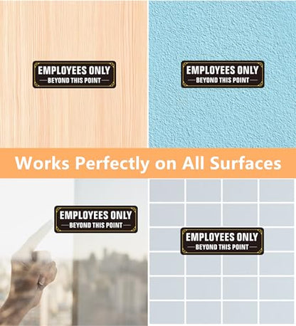 Employees Only Sign, (2 Pack) Self Adhesive Employees Only Beyond This Point Sign, Rust Free Aluminum Metal Staff Only Sticker Signs for Wall and Door (9 x 3 inches, Black/White) - color: Black /White