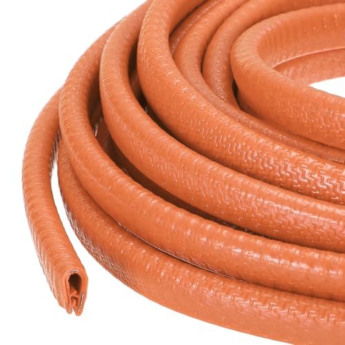 PATIKIL Rubber Edge Trim Guard, 32.8 ft x 25/64" x 9/32" U Channel Edge Protector Seal Strip with Metal Clips Fit for 1-3mm Edge for Car Door Sheet Metal Hatches Table Corners, Orange - color: Orange, size: 32.8 ft x 25/64 in x 9/32 in