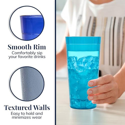 US Acrylic Cafe Plastic Reusable Tumblers (Set of 16) 20-ounce Water Cups Coastal Colors | Restaurant Style Drinking Glasses Value Set, Stackable, BPA-free, Made in the USA | Top-rack Dishwasher Safe - color: Coastal, size: 20 ounces