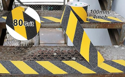 BOMEI PACK Anti Slip Traction Tape, 4 Inch x 16 Foot - Best Grip, Friction, Abrasive Adhesive for Stairs, Tread Step, Indoor, Outdoor (4" X 16') (Yellow and Black) - color: Yellow and black