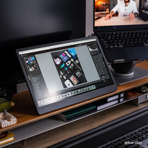 SOTSU SleekView 15.6" Portable Monitor | FHD 1920x1080 | 300 Nits | 100% sRGB | 60Hz | 6W | HDMI | USB-C | Lightweight | Gaming | Laptop | Smartphone | Travel | Sleek & Stylish Design - color: Black Pink