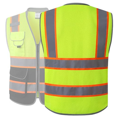 JKSafety Hi Vis Safety Vest for Men Women Cushioned Collar JK101 YBlack M - color: Jk101-yellowblack, size: Medium