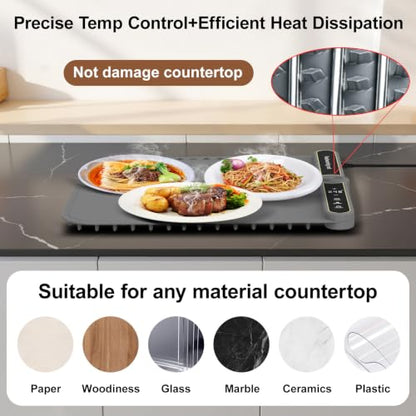 Food Warming Mat Small and Portable Soft Food Warmers for Home 120V - size: Grey-15*16-Small