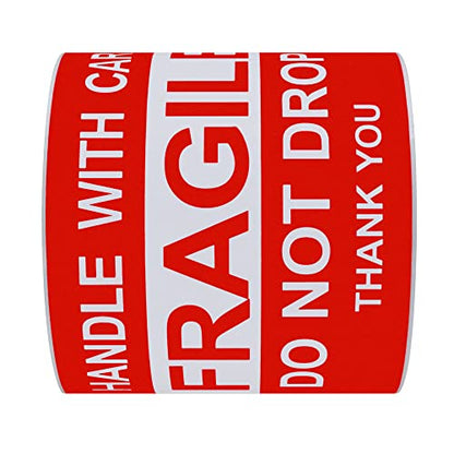 Hybsk 3x5 inch Do Not Drop Thank You Fragile Stickers Adhesive Label 100 Per Roll (3x5 inch) - size: 3x5 inch