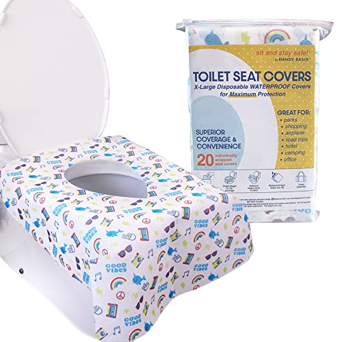 Extra Large Disposable Waterproof Toilet Seat Covers, Travel, Work & School - color: Good Vibes