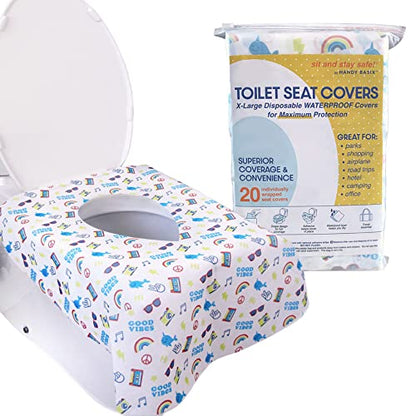 Extra Large Disposable Waterproof Toilet Seat Covers, Travel, Work & School - color: Good Vibes
