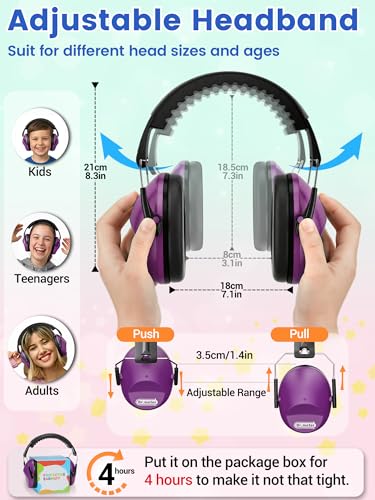 Dr.meter Ear Muffs for Noise Reduction, Kids Ear Protection Earmuffs Purple - color: Crimson Purple
