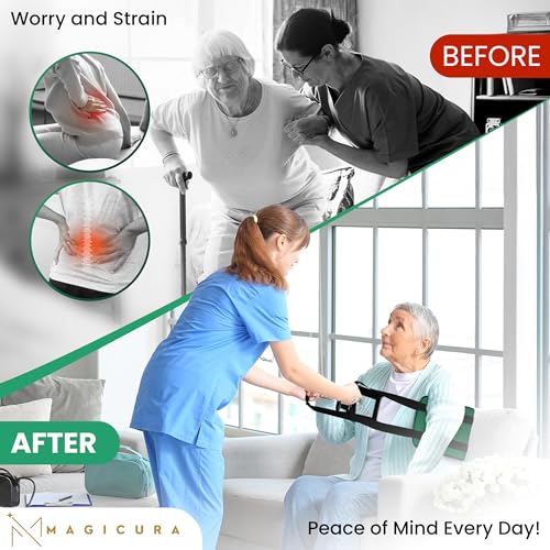 Transfer Sling 300lbs Transfer Belt for Elderly Gait Belts for Seniors Heavy Duty Patient Lift Belt Mobility Standing Lifting Aid for Disabled Elderly Injured Safely Move from Bed Wheelchair
