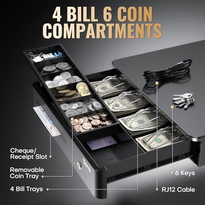 Tera Cash Register Drawer 13 Inch: 4 Bill 6 Coin Media Slot for POS, 330R - size: 13" - 4 Bill 6 Coin