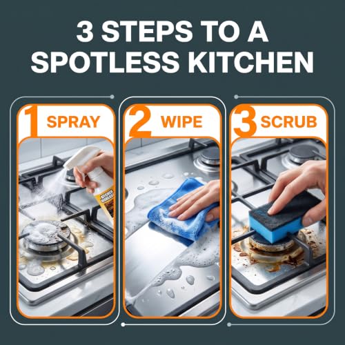 Kitchen Degreaser Spray, Grease Killer Spray for Grills, Heavy Duty Oven Cleaner, Remover Eliminates Tough Grease for Oven Stove BBQ Grills 120ml(2pc)