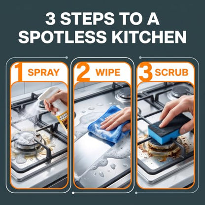Kitchen Degreaser Spray, Grease Killer Spray for Grills, Heavy Duty Oven Cleaner, Remover Eliminates Tough Grease for Oven Stove BBQ Grills 120ml(2pc)