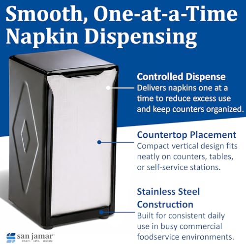 San Jamar H900BK Table Top Tall Napkin Dispenser, Black