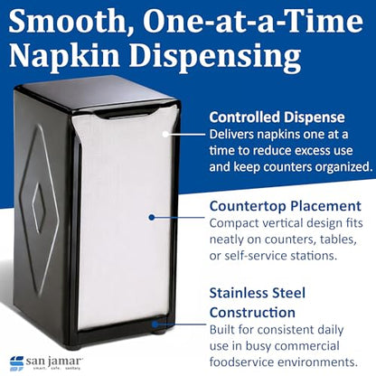 San Jamar H900BK Table Top Tall Napkin Dispenser, Black