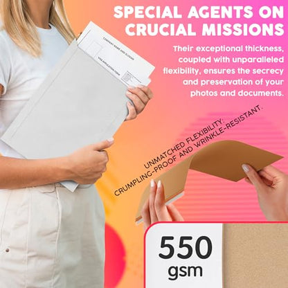 Rigid Mailers with Self-Seal, White 12.75 x 15 Inches, 100 Pack, 550 GSM Thick Paperboard Envelopes for Documents, Photos, CDs - color: White, size: 12.75" x 15" / 100 Pack