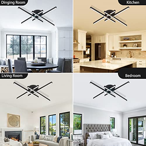 Modern LED Ceiling Light, Flush Mount Ceiling Light Fixture Black Dimmable LED Ceiling Lamps, Black Ceiling Light for Kitchen Island, Dining Room, Bedroom - size: 4-light