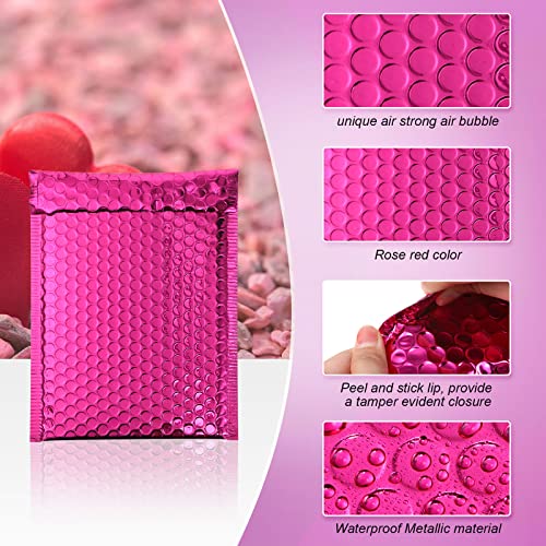 Outus 50 Pcs Bubble Mailers 3 Sizes, Bubble Shipping Envelopes, Rose Red - color: Rose Red
