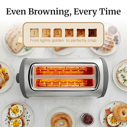 Elite Gourmet 4-Slice Long Slot Toaster, 1.5" Extra-Wide Slots, Touchscreen - color: Grey
