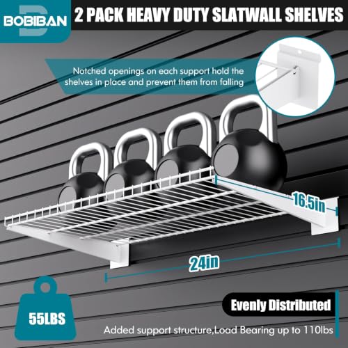 2 Pack Metal Slatwall Shelves 24X16.5 Inch, White - color: White, size: L2PC