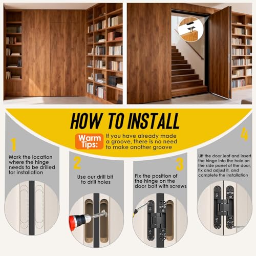 6 Inch Hidden Door Hinge with Slotting Jig Installation Kit