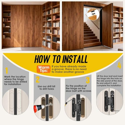 6 Inch Hidden Door Hinge with Slotting Jig Installation Kit