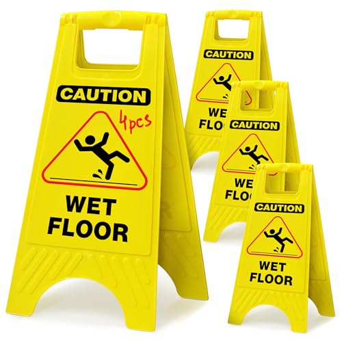 Caution Wet Floor Sign, 24 Inch Folding A Frame Double Sided, 4 Pack - color: English 24 inch - 4 Pack
