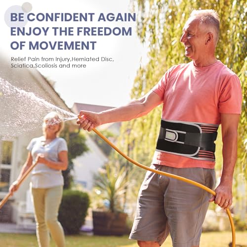 KONSEDIK Back Brace for Herniated Disc,Lower Back Pain Relief,Strain,Adjustable Lumbar Support Belt,with 6 Stays and Removable 3D Pad,for Men and Women Work,Lifting,Sciatica,Scoliosis(Medium) - size: Medium