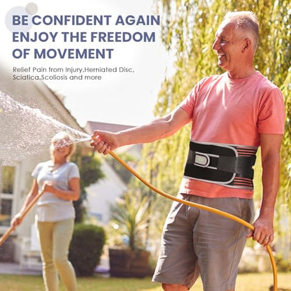KONSEDIK Back Brace for Herniated Disc,Lower Back Pain Relief,Strain,Adjustable Lumbar Support Belt,with 6 Stays and Removable 3D Pad,for Men and Women Work,Lifting,Sciatica,Scoliosis(Medium) - size: Medium