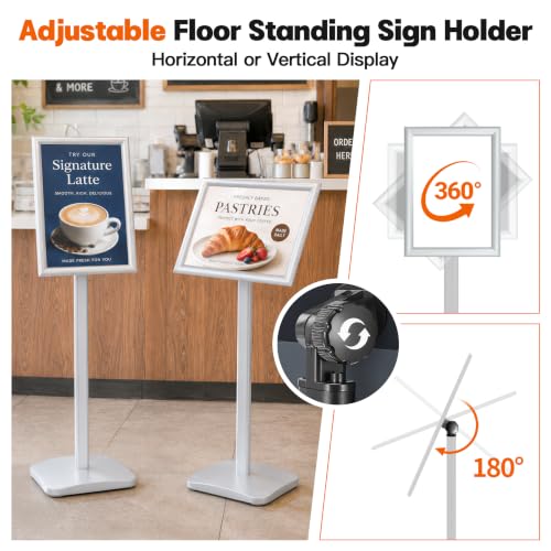 Pedestal Sign Holder Stand 8.5"x11", Heavy Duty Standing Sign Holder - color: Sliver, size: 8.5x11 in