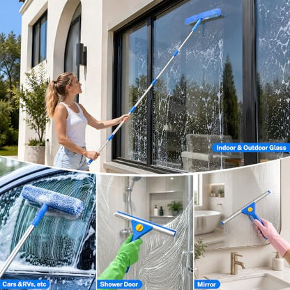 Window Cleaning Kit with Bucket, Squeegee and Scrubber for Home, Outdoor