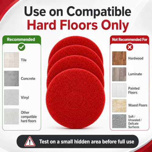 4-Pack 437.055 12-Inch Red Polish Pads for Oreck ORB550MC