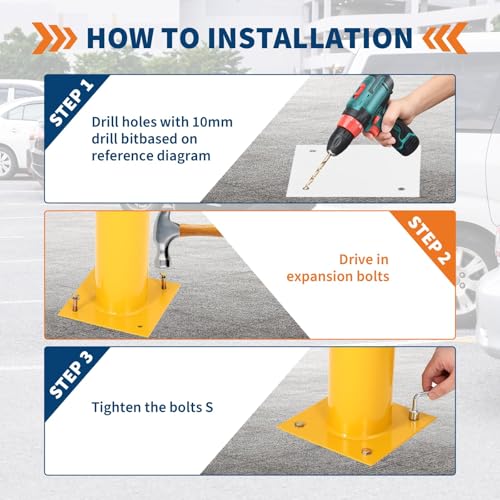 Safety Bollard Traffic Bollard 42 Inch Height Bollard Post, 4.5 Inch Diameter Q235 Steel Bollard Post, 2 Pack Heavy Duty Steel Safety Post for Driveway Parking Lot Garage Traffic Control - size: 42"*4.5"- 2 Pack