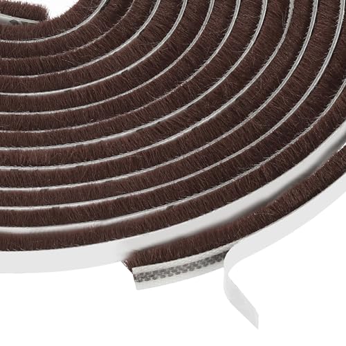 uxcell Self Adhesive Brush Seal Weather Stripping 1/4" x 9/32" x 16.4ft, Door Brush Strip for Sliding Sash Door Window Wardrobe Seal, Brown - color: Brown, size: 1/4" x 9/32" x 16.4ft