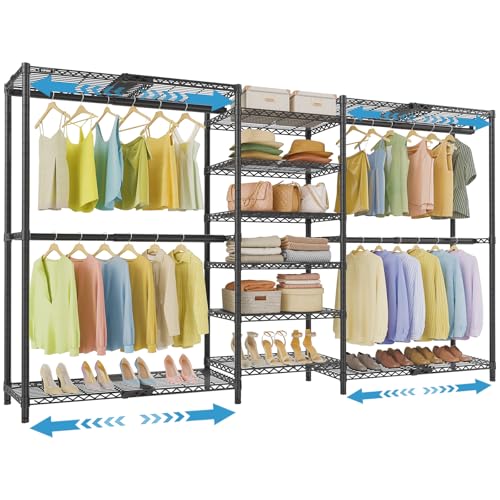 VIPEK X3 Plus Large Expandable Closet Rack Wardrobe Closet Organizer Black - color: Black, size: X3 Plus