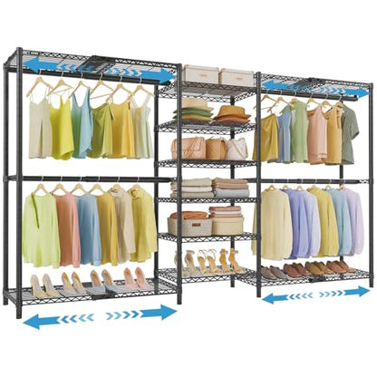 VIPEK X3 Plus Large Expandable Closet Rack Wardrobe Closet Organizer Black - color: Black, size: X3 Plus