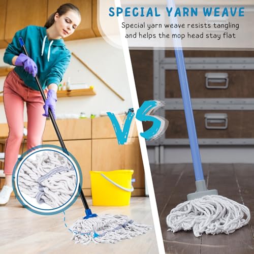 Mops for Indoor Floor Cleaning, Small Cotton String Mop with 51'' Handle - size: 51in
