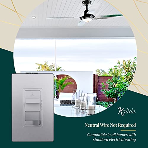 TOPGREENER Ceiling Fan Control and Light Switch, 3-Speed, Silver - color: Silver, size: Light Switch with Fan