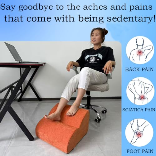 Foot Rest for Under Desk at Work.Multifunctional 3-Tier Foot Stool - color: Orange