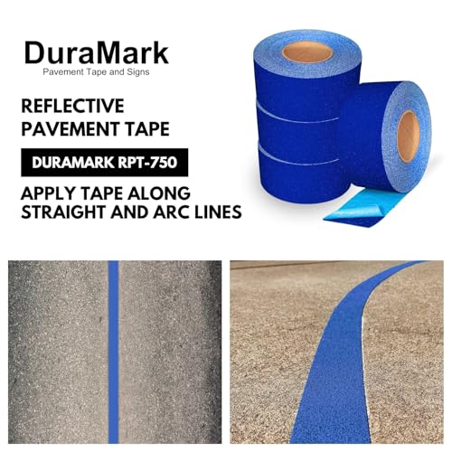 DuraMark RPT-750 Reflective Pavement Marking Tape, Blue, 3 in x 18 ft Roll - color: Blue, size: 3 Inch x 18 Ft