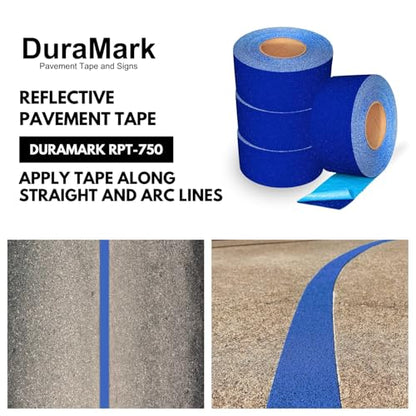 DuraMark RPT-750 Reflective Pavement Marking Tape, Blue, 3 in x 18 ft Roll - color: Blue, size: 3 Inch x 18 Ft