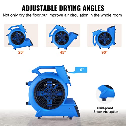 VEVOR Air Mover, 1/2 HP 2600 CFM Carpet Dryer for Cooling and Ventilating - size: 2600 CFM (1/2 HP)