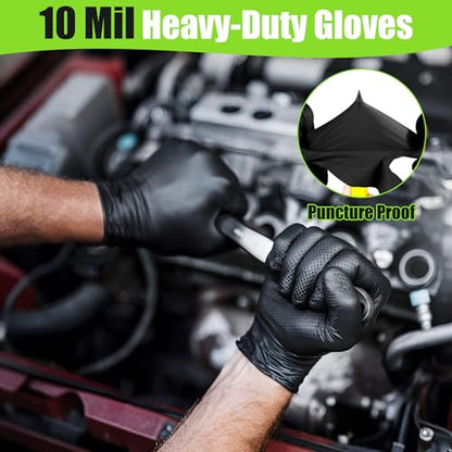 TREEGO 10 Mil Heavy Duty Black Nitrile Mechanic Gloves, 50 Count XL - color: Black 50, size: X-Large
