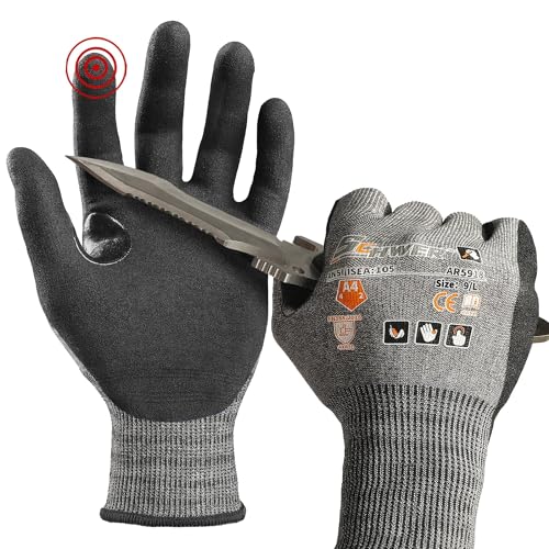 Schwer A4 AIR-SKIN Cut Resistant Work Gloves, Ultra Lightweight, AR5918, S - color: Gray, size: Small