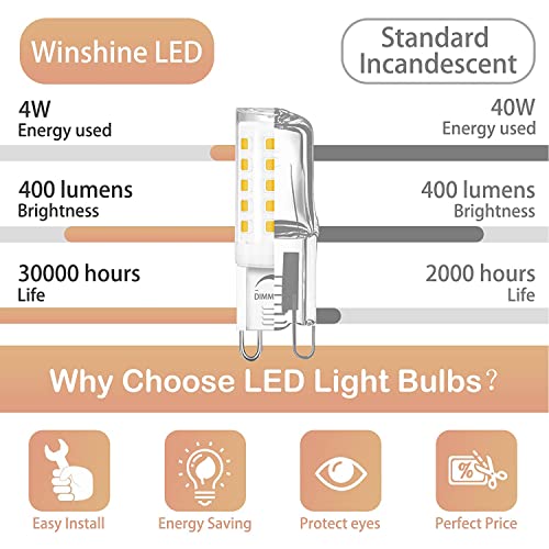 winshine 10 Pack Dimmable G9 LED Bulb 40W Equivalent 4000K Natural White - size: 10 Count (Pack of 1)