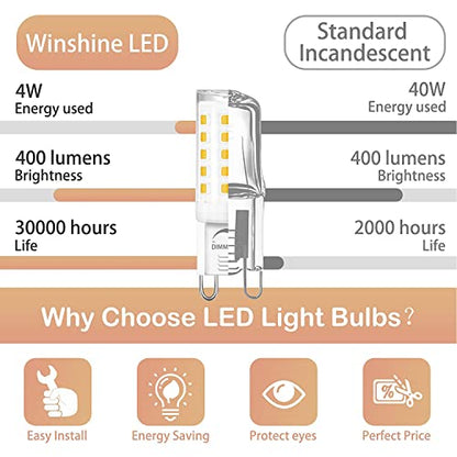 winshine 10 Pack Dimmable G9 LED Bulb 40W Equivalent 4000K Natural White - size: 10 Count (Pack of 1)