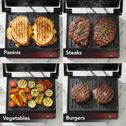 OVENTE Electric Indoor Panini Press Grill + Sandwich Maker, Red GP0620R - color: GP0620R