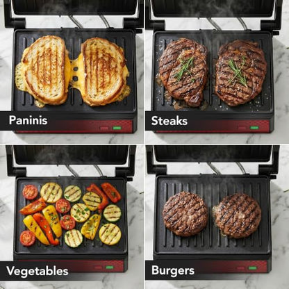 OVENTE Electric Indoor Panini Press Grill + Sandwich Maker, Red GP0620R - color: GP0620R