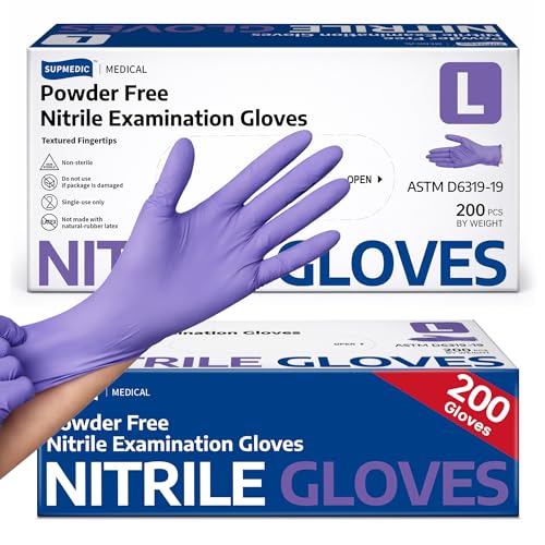 Nitrile+ Supmedic Medical Soft Max Disposable Gloves Powder-Free Violet 200 - color: Large (Blue Violet)