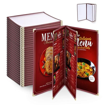 WeChef 30 Pack Restaurant Menu Covers 8.5 x 14" Book Style 4 Page 8 View - size: 8.5" x 14" - Book - 8 Views