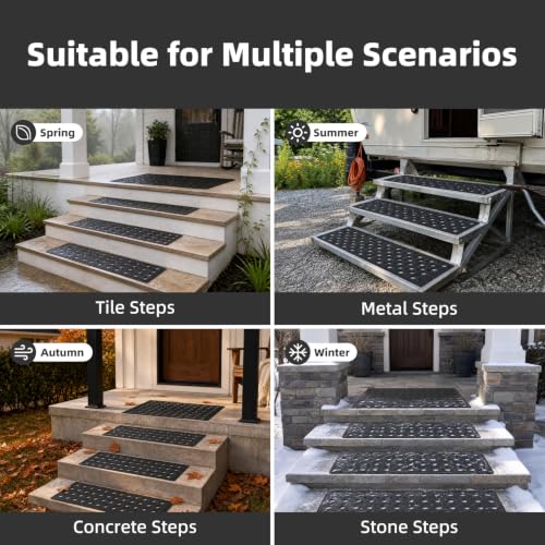 PADOOR Rubber Stair Treads Outdoor Heavy-Duty Non-Slip 30"x10" 5 Pack Black - size: 10"x30"
