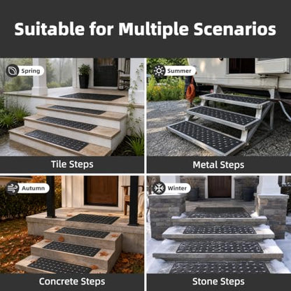 PADOOR Rubber Stair Treads Outdoor Heavy-Duty Non-Slip 30"x10" 5 Pack Black - size: 10"x30"